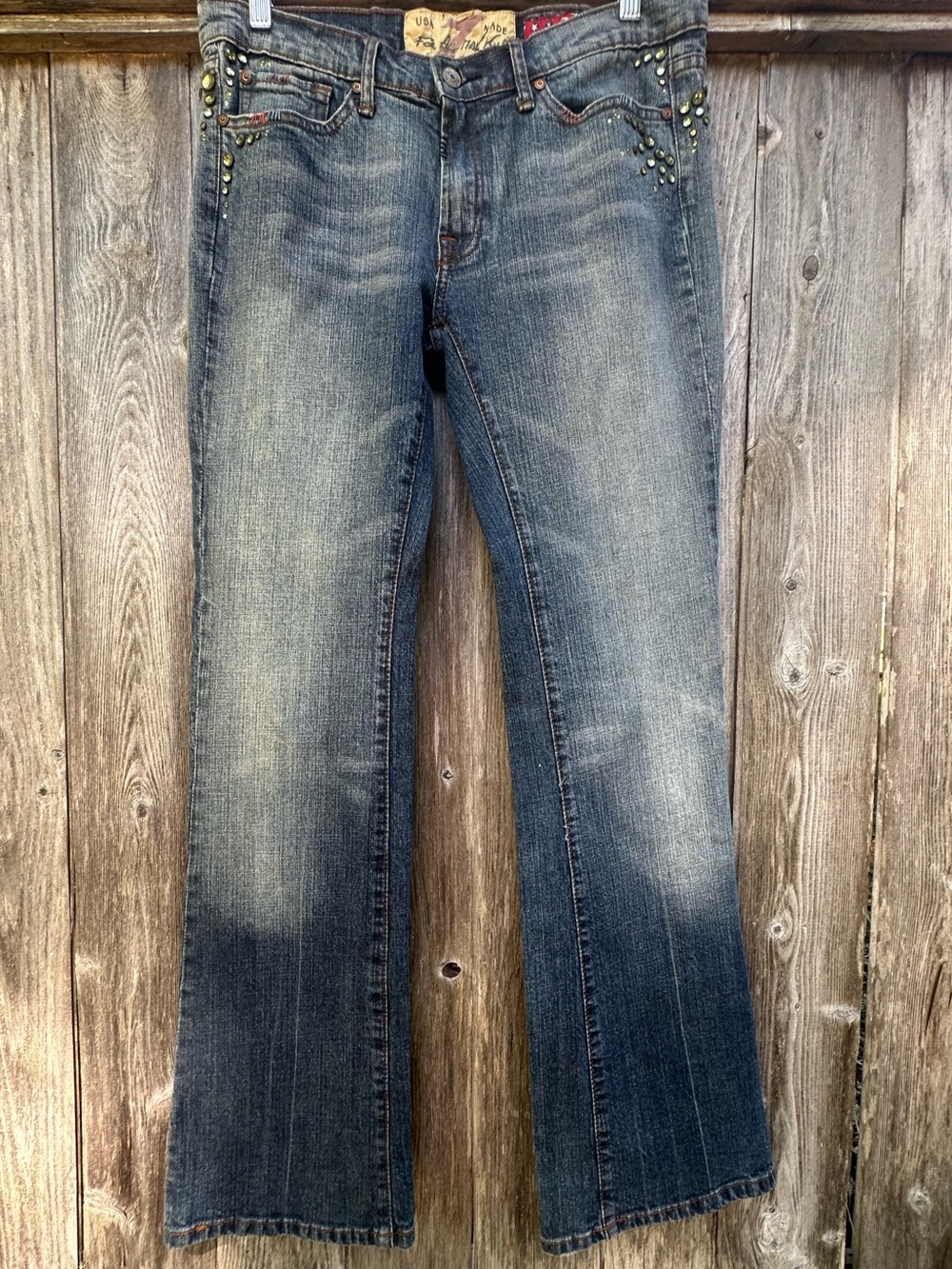 7 For All Mankind Jeans Made USA Y2K Studded Embellished Retro Heritage Denim
